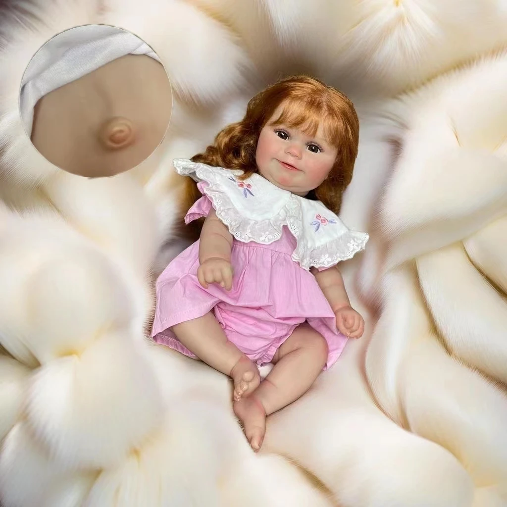 18-20 Washable Maddie Newborn Baby Girl With Rooted Hair 3D Painted Skin Full Body Vinyl Lifelike Muñeca Renacida For Kids Gift