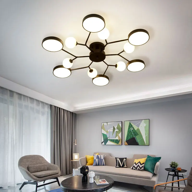 

Nordic LED black ceiling light design minimalist decor light Living Room Dining Room Glass Ball Lamp G9 house salon lighting