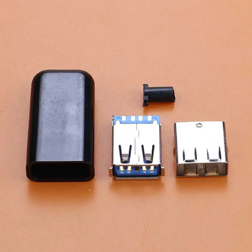 1/5Set USB 3.0 Type A Male Female Plug Solder Type Connector With Black White Plastic Shell For DIY Data Cable Accessories