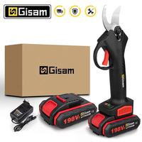 Gisam 30mm Electric Pruning Shears Pruner Cordless Electric Garden Scissors Fruit Tree Cutter Power Tool with 2pcs 198Vf Battery