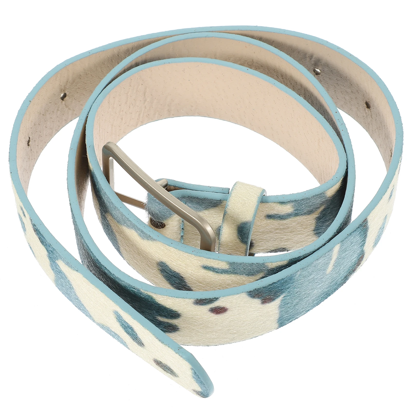 حزام بطبعة بقرة للنساء، حزام خصر من البولي يوريثان قابل للتعديل على الطراز الغربي، حزام جينز مطبوع عليه حيوانات، إكسسوار ملابس غير رسمية #1