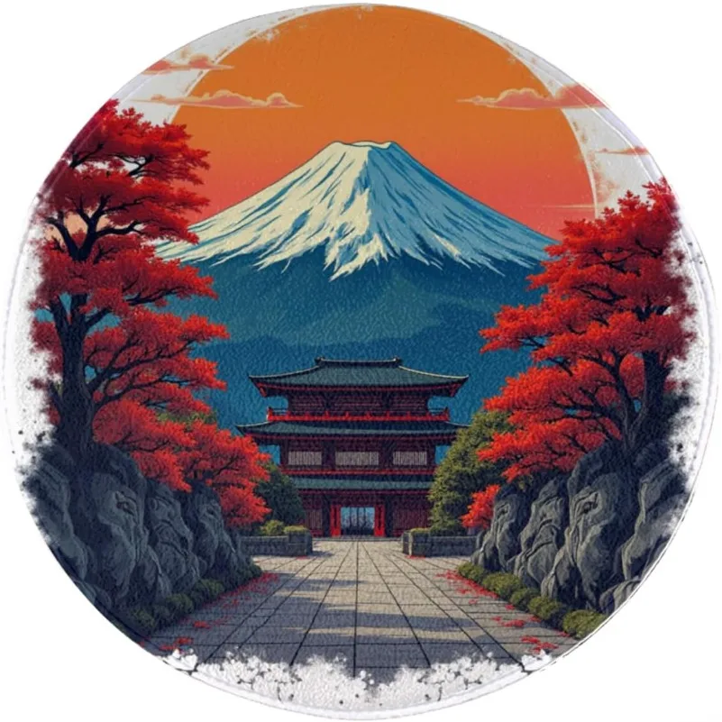 Autumn Mount Fuji Temple Vinyl Sticker, Waterproof Decal For Car Laptop Motorcycle Window Luggage Scratch Cover, Holiday Gift
