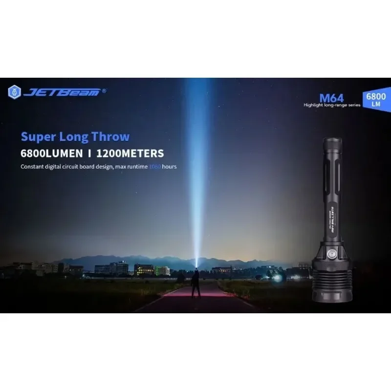Jetbeam M64 6800 Lumens Ultra Long Range LED Flashlight 1200m Outdoor Adventure Flashlights Big Torch