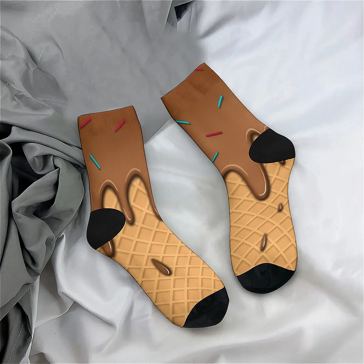 Schokoladenwaffel Design Herrensocken Happy Crew Socken Street Hip Hop Freizeitsocken Neuheit lustige Socken Reiseparty Outdoor-Geschenke