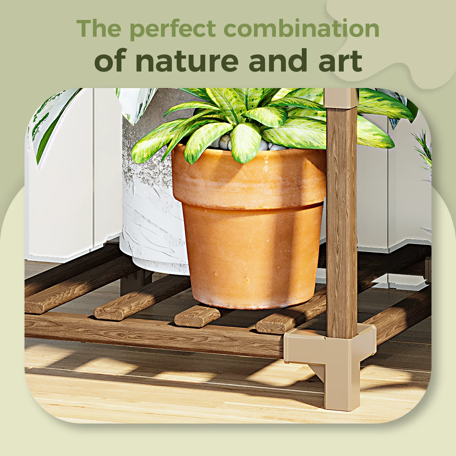 Bamworld Tall Wood Plant Stand Indoor-Outdoor, Multi-Tier Large Flower Shelf Rack for Living Room Patio Balcony Garden Decor image 5