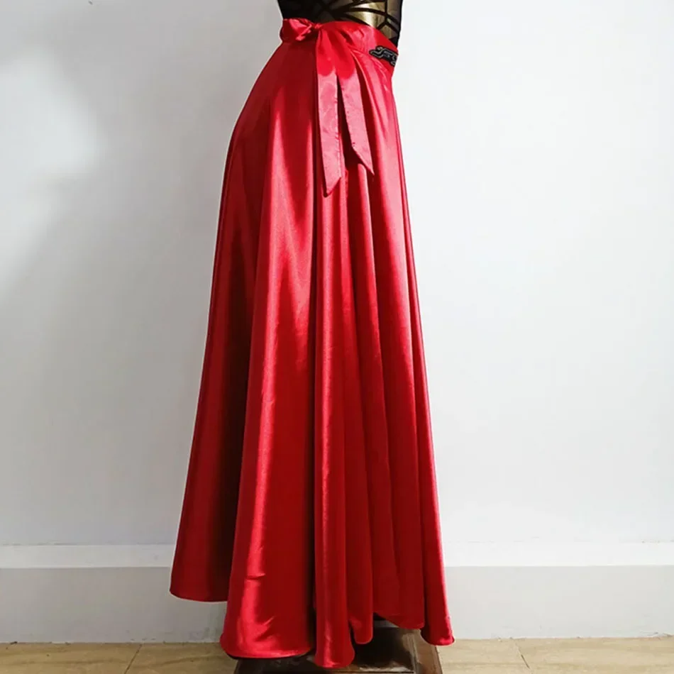 Robe de danse latine longue pour femme, jupe de danse latine rouge pour salle de Rh, samba, tango, chacha, ventre, performance, nouveau, 01