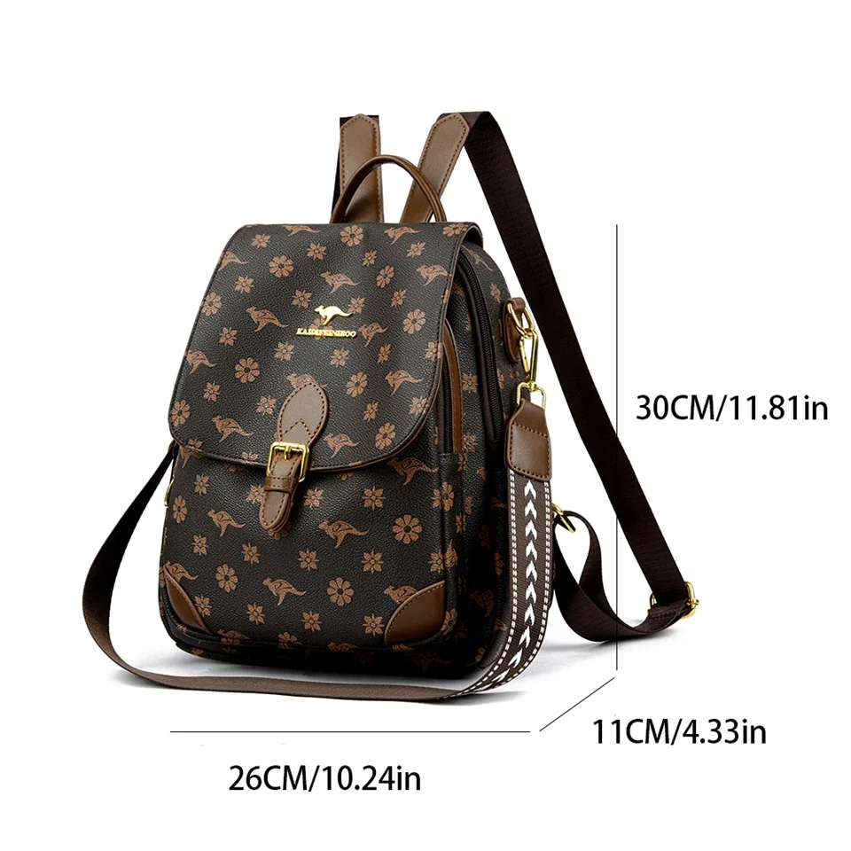 Women Soft Leather Backpack Vintage Print High Quality Sac A Dos Casual Travel Ladies Bagpack Mochila School Bookbag Rucksack