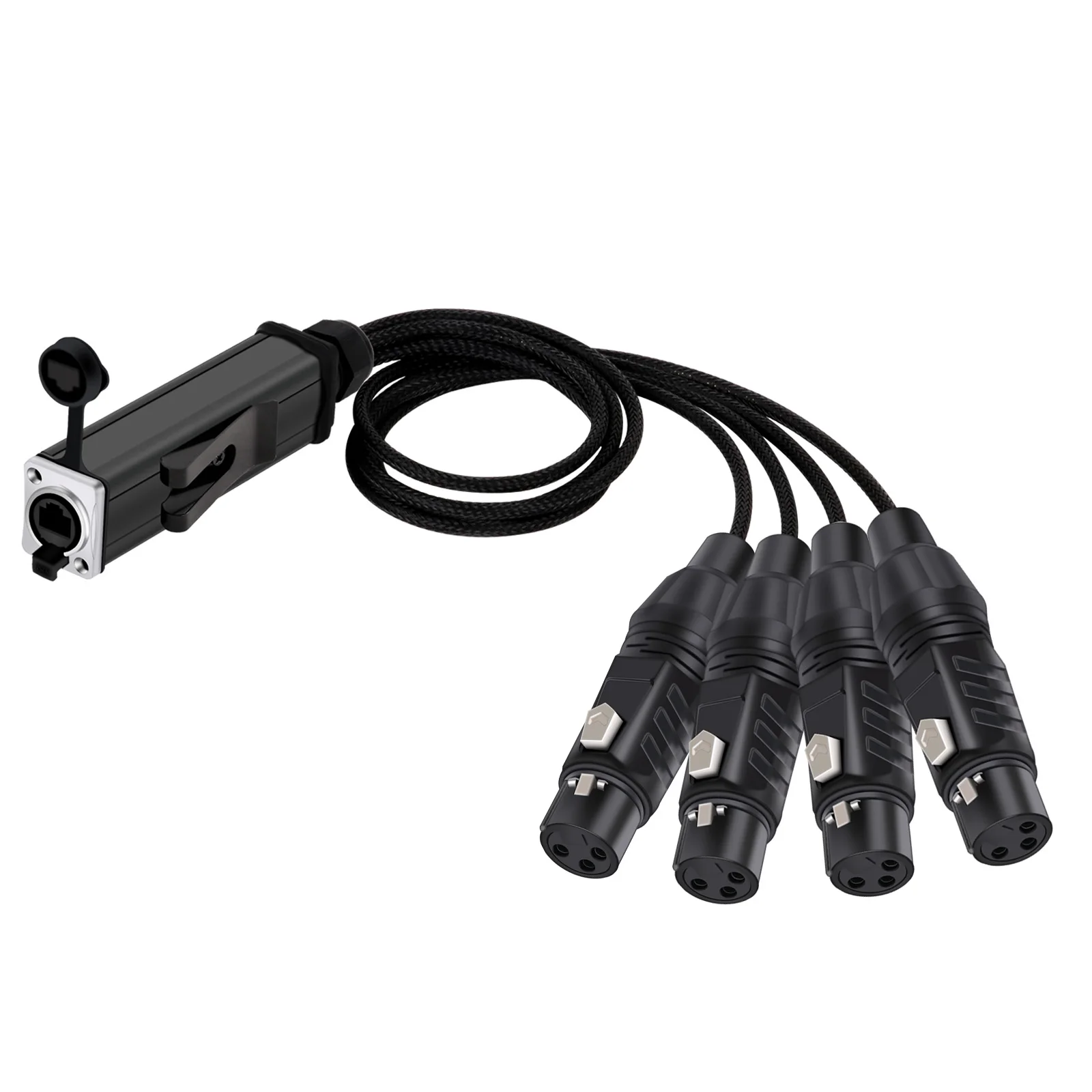 RJ45 CAT5 to 4 Channel 3Pin XLR Male/Female Connector Audio Network Signal Extender Cable Splitter for Stage Studio Recording