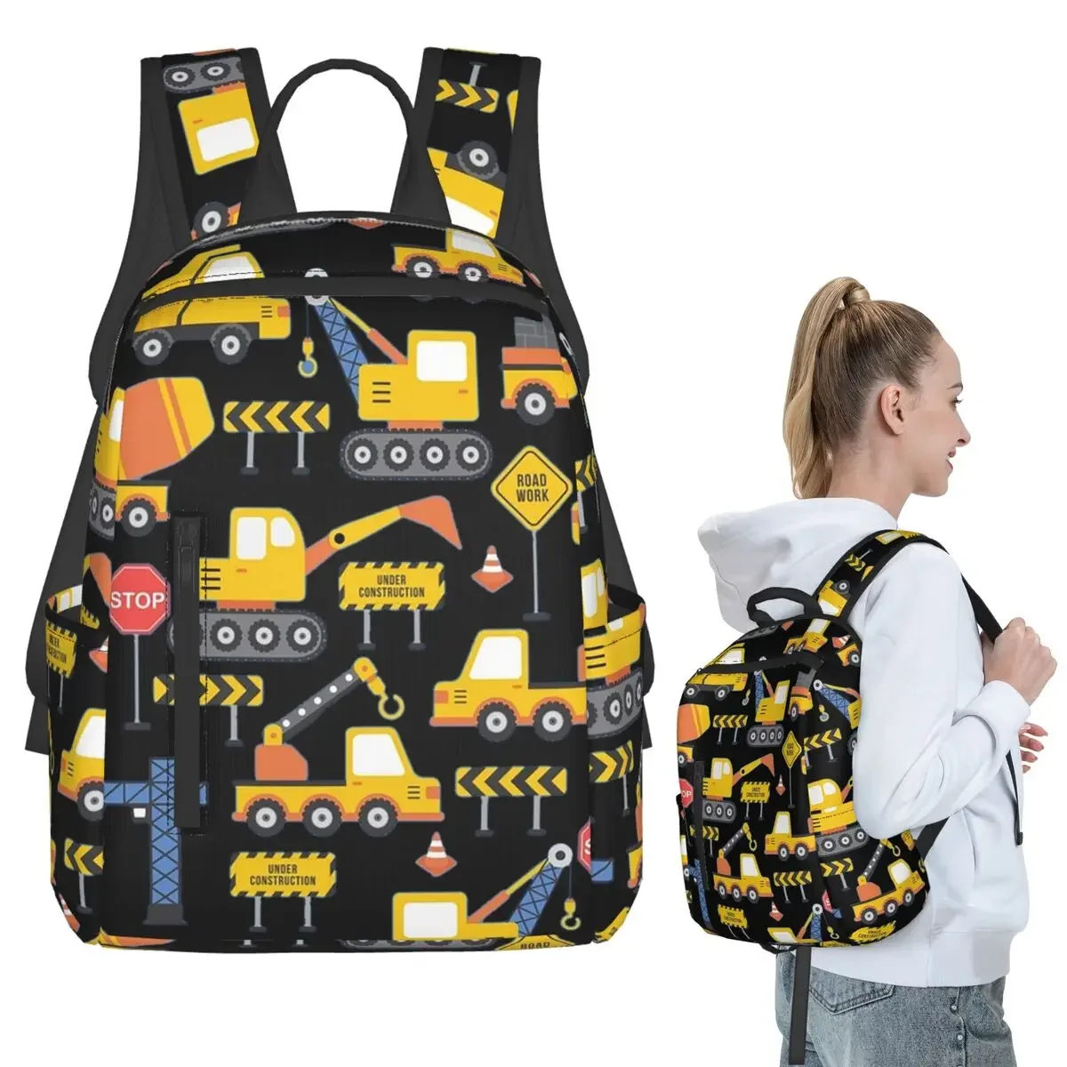 

Road Work Under Construction Transportation Pattern Student Boys Girls BookBag Children School Bag Computer Shoulder Bags