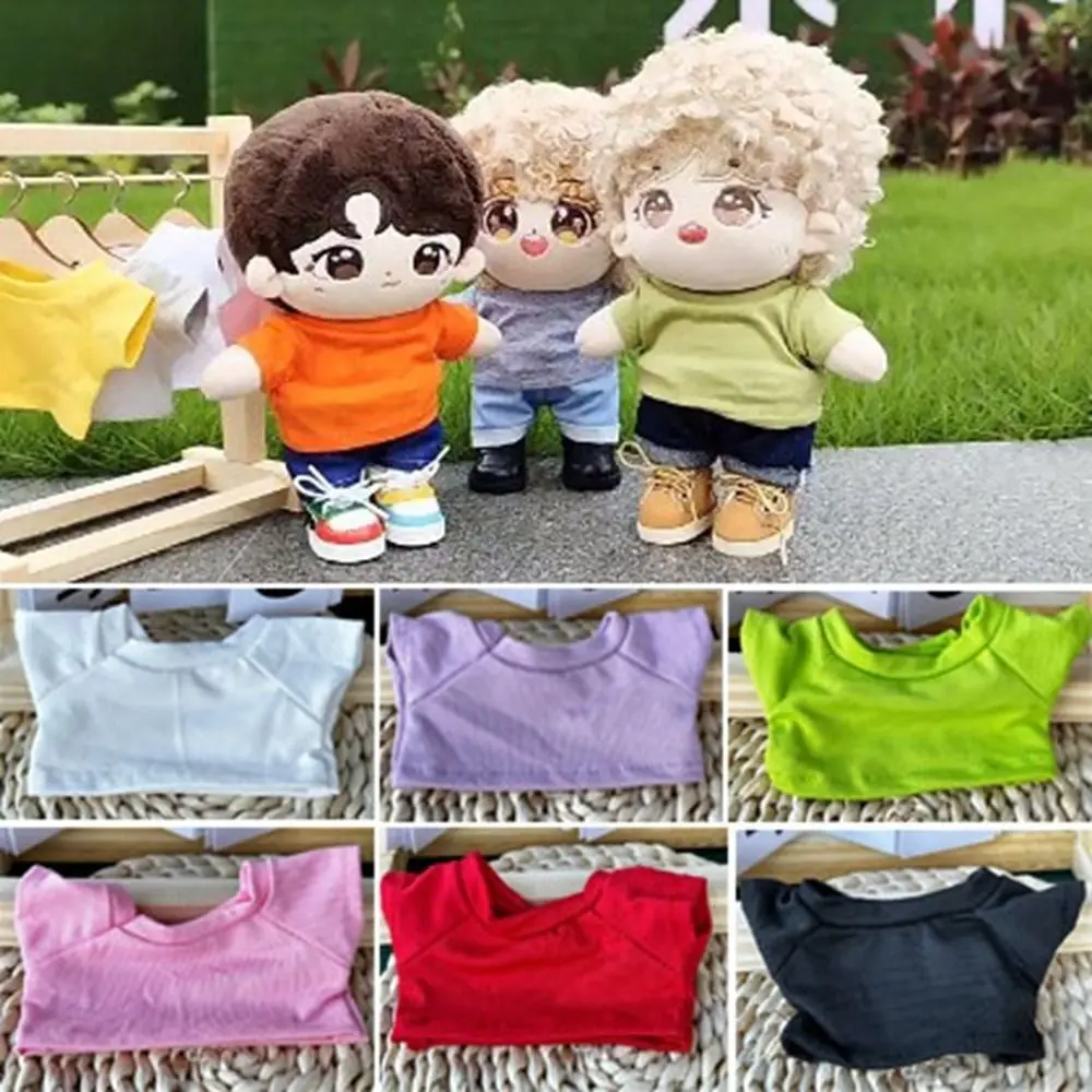 10/15/20cm algodão boneca roupas hoodies camiseta mini roupas para 20cm algodão bonecas de pelúcia brinquedos ídolo boneca roupa camiseta suéteres