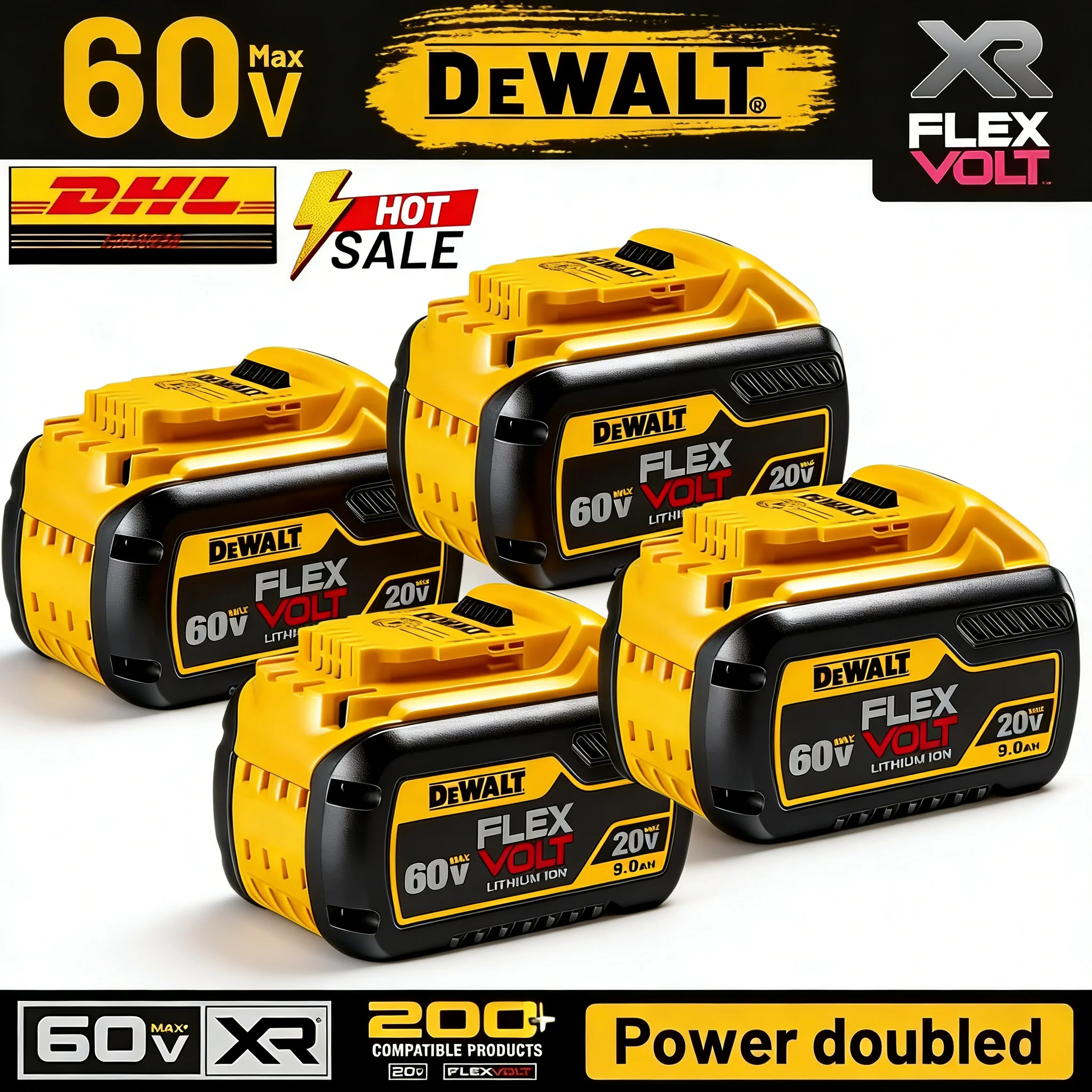 

Оригинальный аккумулятор DeWALT 20V 5.0Ah 6.0Ah MAX FlexVolt для электроинструментов DCB606 DCB205 DCB206 DCB209 DCB182 с зарядным устройством
