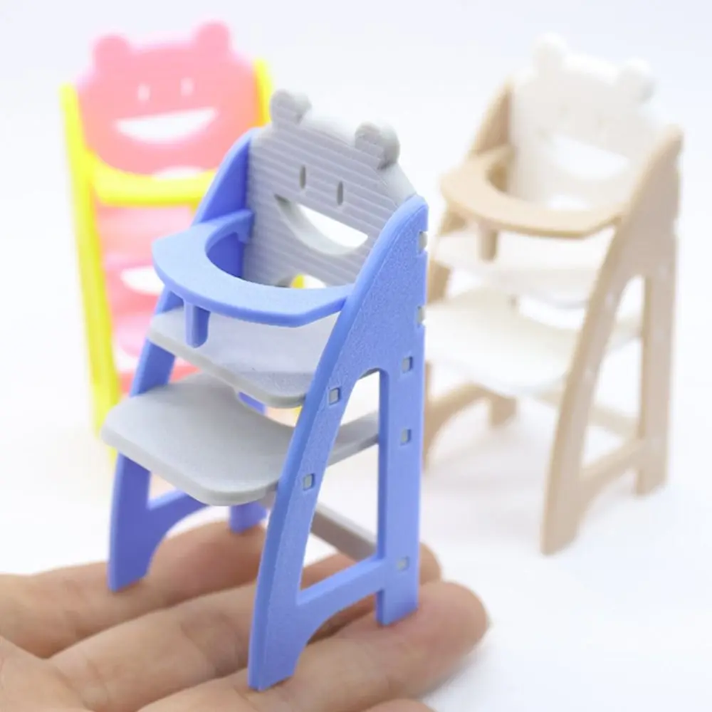 1/12 Dollhouse Baby High Chair Scene Model Photo Props Miniature Dining Chair Playing House Multicolor Doll Accessories