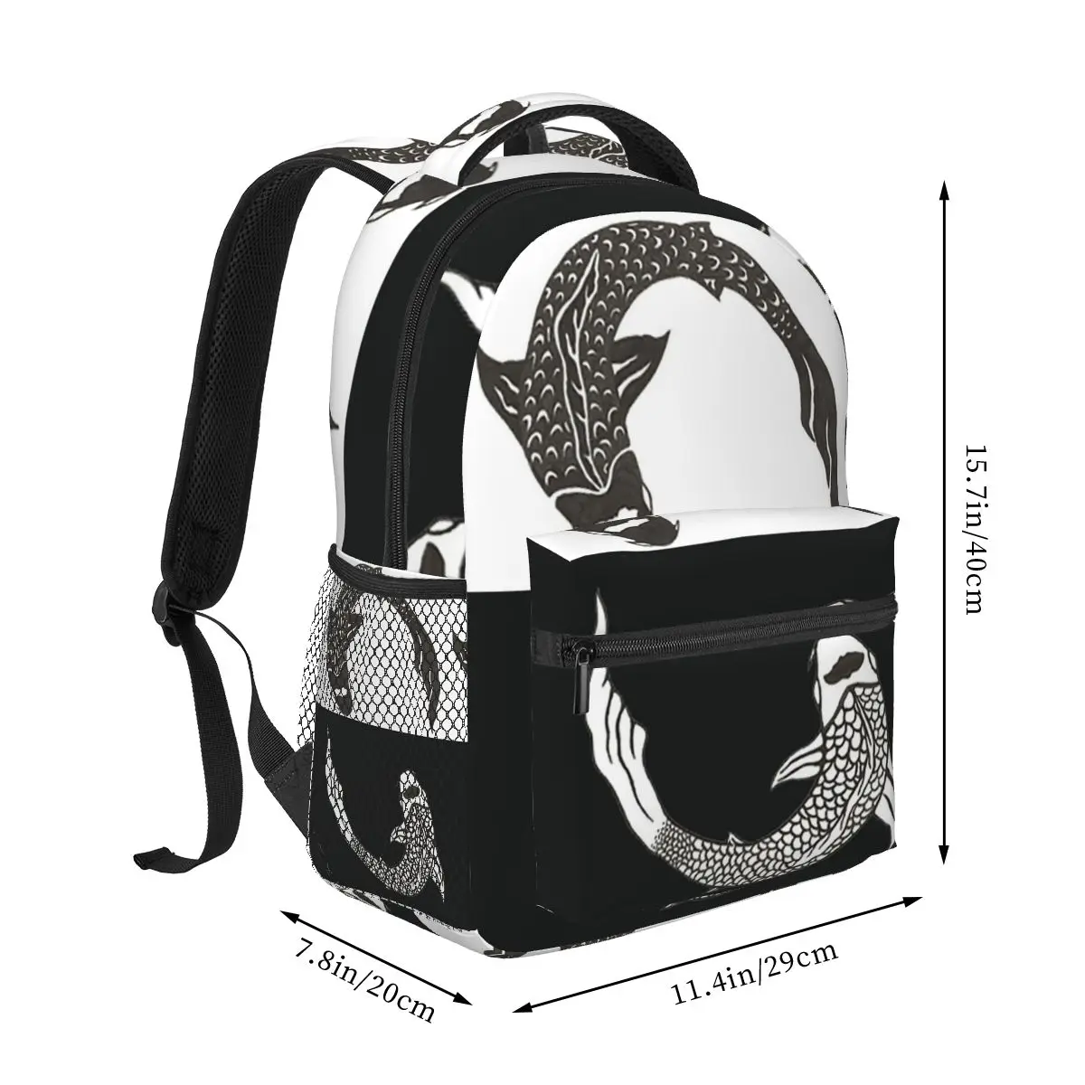 Yin And Yang Koi Fish Backpacks Boys Girls Bookbag Students School Bags Cartoon Kids Rucksack Shoulder Bag Large Capacity