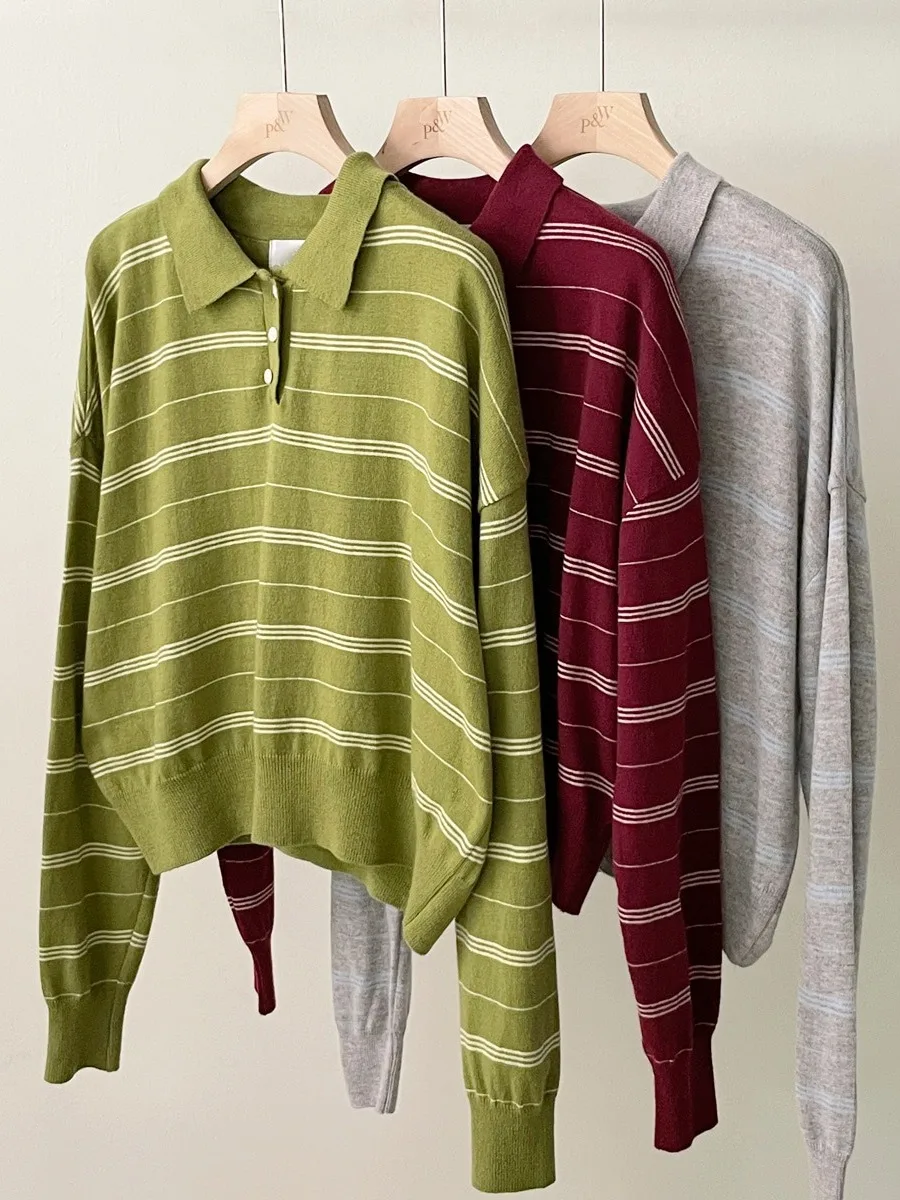 الرجعية Sle طويلة Sve محبوك سترة فضفاضة تناسب الخريف جمع المرأة Faion طوق irt شريط نمط فتاة في سن المراهقة #5