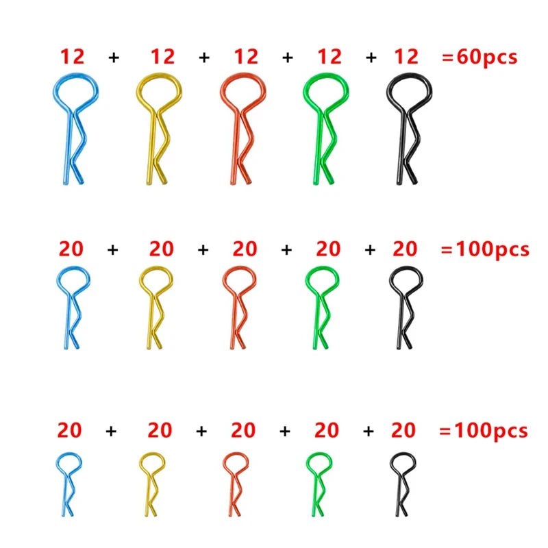 RC 자동차 바디 쉘 R 클립, 1/8 1/10 1/12 1/14 1/16 1/18 바디 쉘 핀, 금속 바디 쉘 클립 핀, 260 개