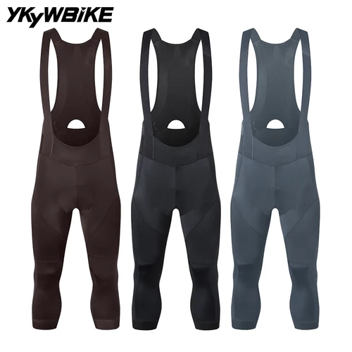 Ykywbike-pantalones cortos con pechera para ciclismo para hombre, Shorts acolchados para 6 horas de paseo, mallas para bicicleta de carretera profesional, pantalones cortos con pechera para bicicleta de montaña, 3/4
