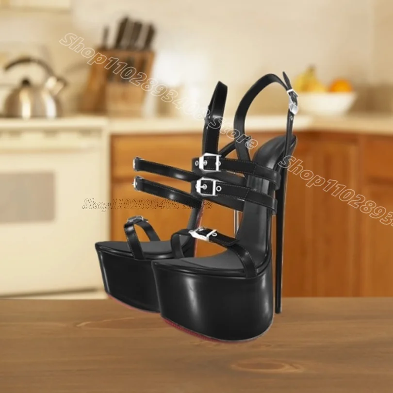 

Black Buckle Decor Platform Sandals Stiletto Fashion Ankle Buckle Design Women Dress Sexy Spring Pumps 2026 Zapatos Para Mujere