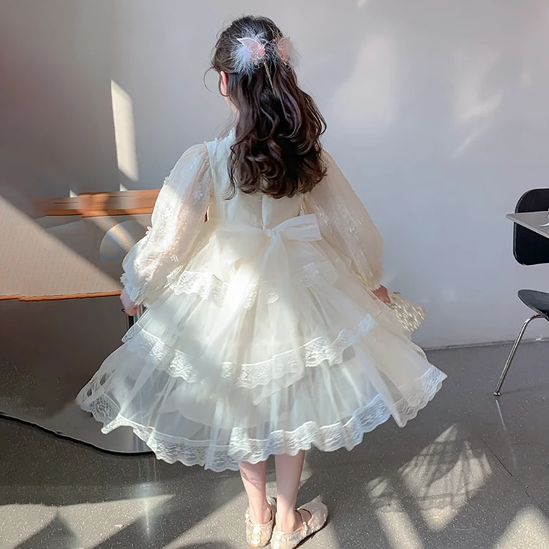 princess dresses size 10-12 Autumn Spring 6 10 12 14 16 Years 120-170cm Children Teenage Princess Ball  Gown Party Long Sleeve Kids Girls Layered Mesh Dress