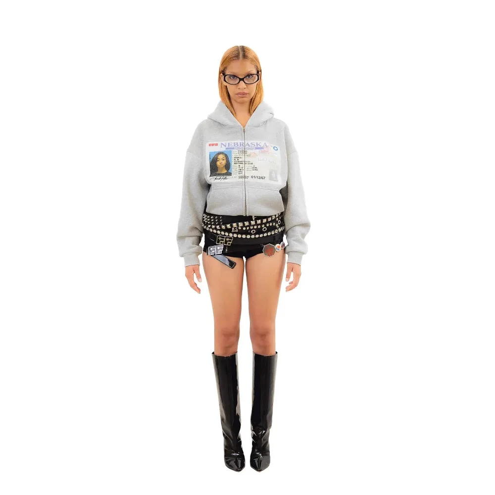 Y2k rits pullover sweatshirt met lange mouwen en trendy printpatroon oversized streetwear hoodies dameskleding bovenkleding