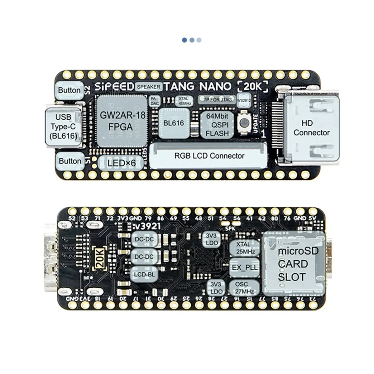 A86G NEW  Nano 20K FPGA Development Board RISC-V Linux Retro Game Player Support RGB LCD TF Card 64Mbit SDRAM 20K LUT4