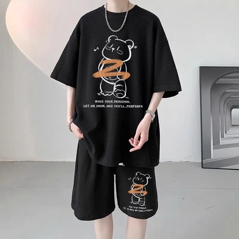

High School Students Short-sleeved T-shirt Set, Men's Summer Short-sleeved Shorts Two-piece Basketball Training and Sports Set