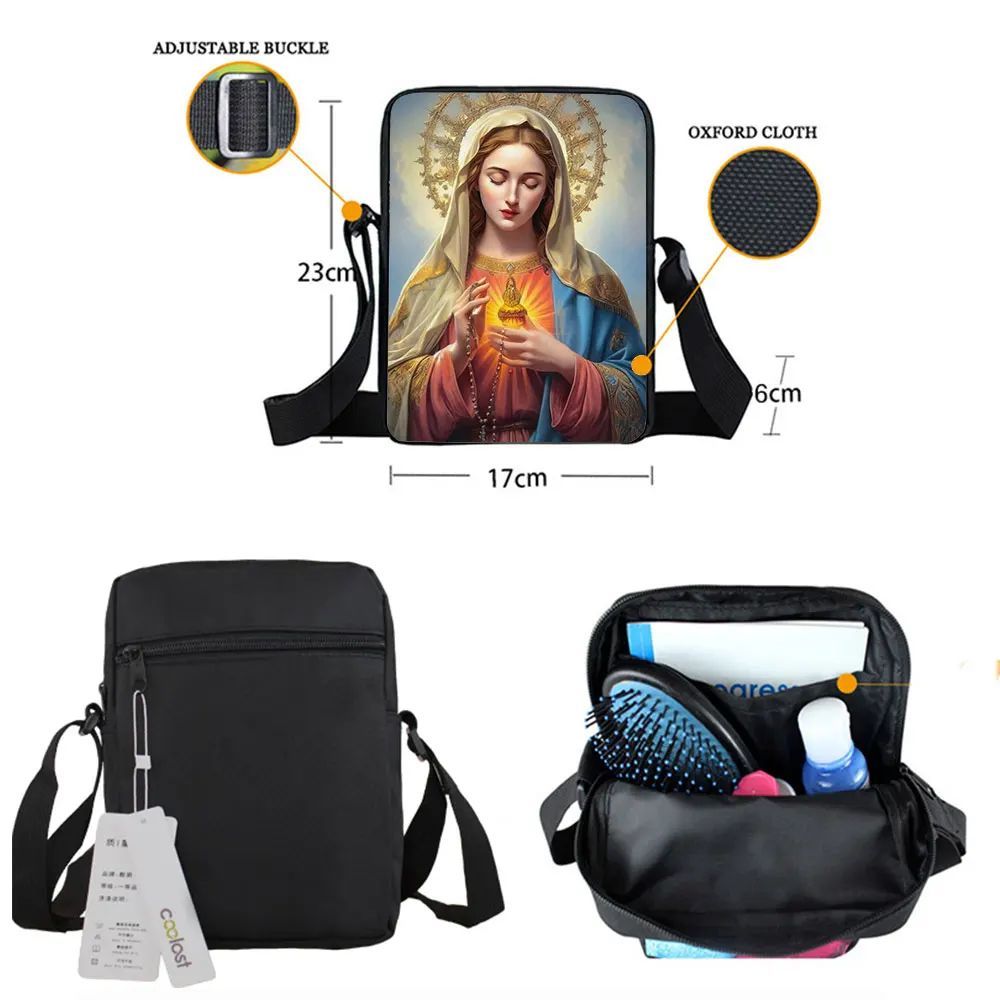 Holy Mary Pattern Crossbody Vintage Religion Women Handbag Virgin Mary Shoulder Bags Messenger Bag Blessed Mother Phone Holder