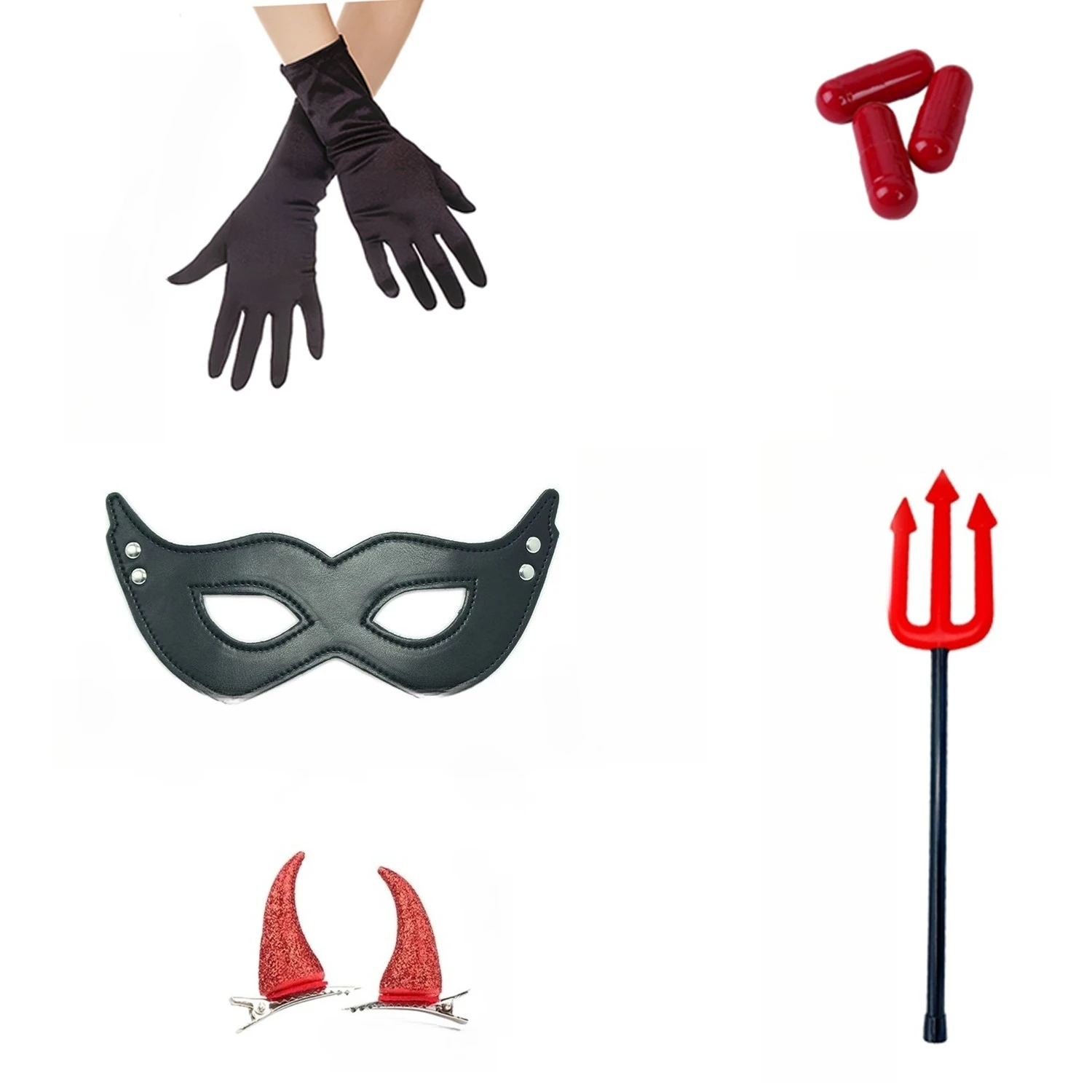 

PESENAR Halloween Devil Costume Set Equipped with gloves masks magic horns etc Stylish Halloween look