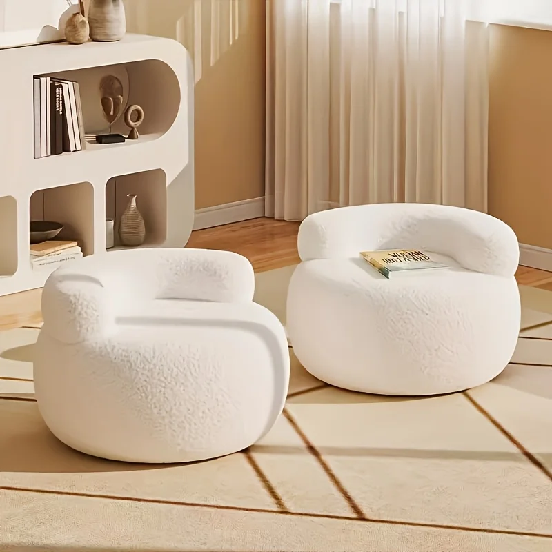 Round Sofa with Storage - Space-saving Dual-function Chair and Stool, Soft Cushion Seat and Elegant Backrest,  Minimalist Design