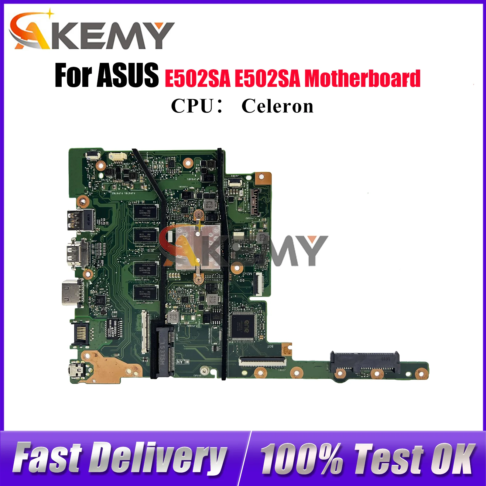 

E502SA Laptop Motherboard For ASUS EeeBook E502S E502SA Notebook Mainboard With Celeron CPU 100% tests OK fast shipping stk