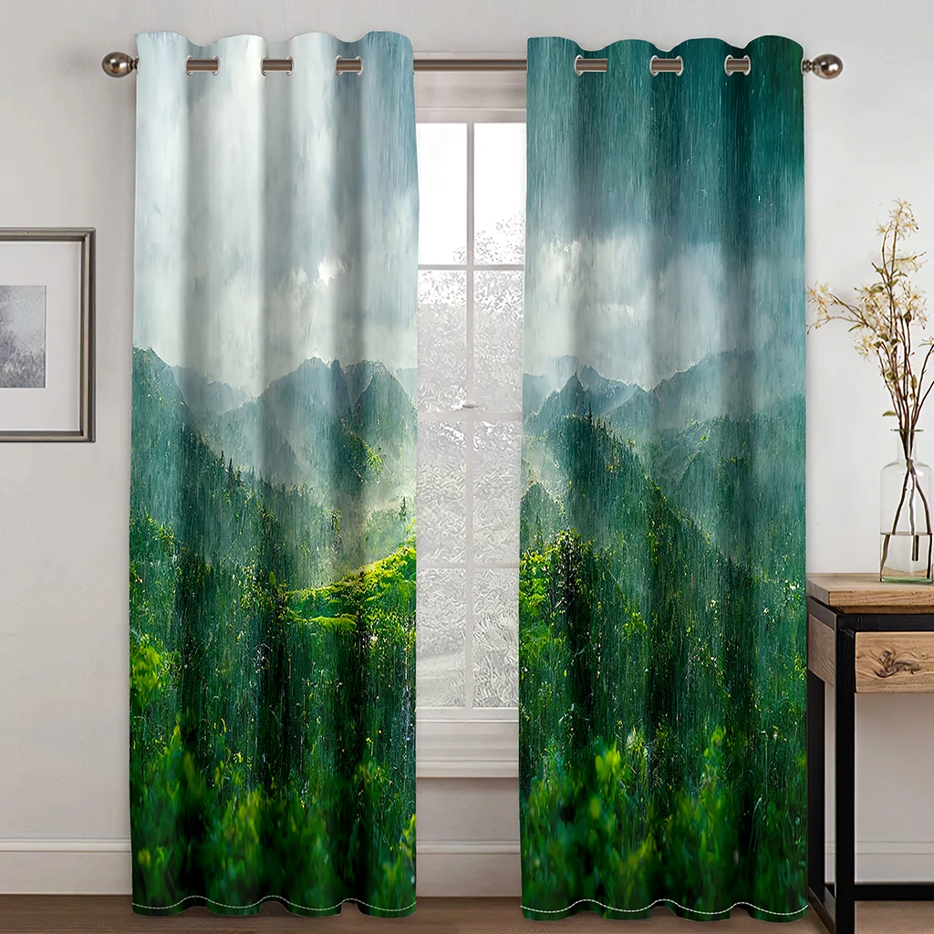 

3D printing Fantasy Forest Cloud Sea curtain living room bedroom eye protection relax natural scenery curtain fabric two pieces