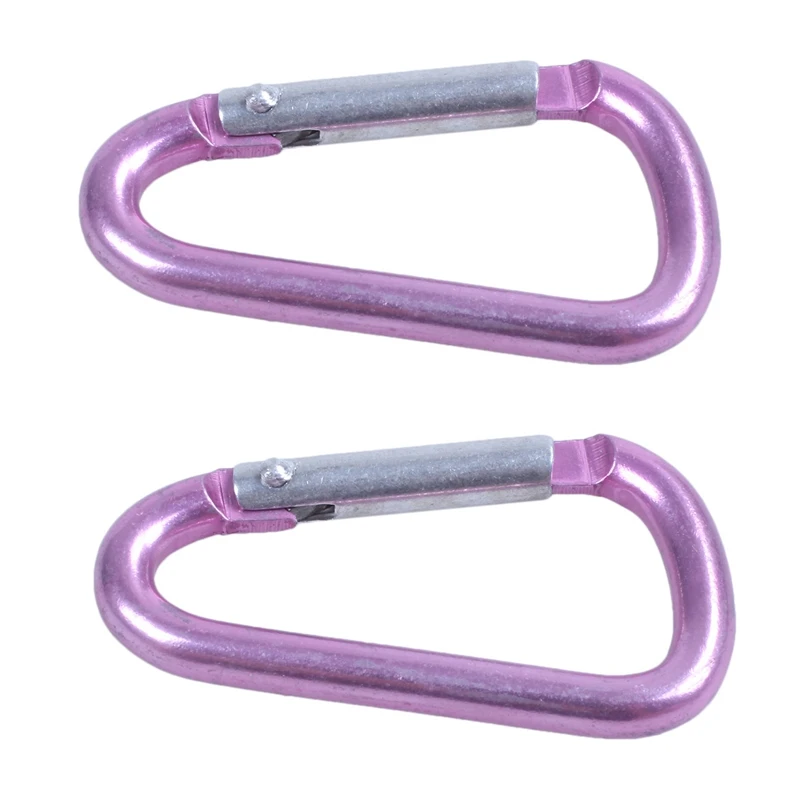 ELOS-2X Pink Aluminum Alloy D-Shape Spring-Loaded Gate Closure Carabiner