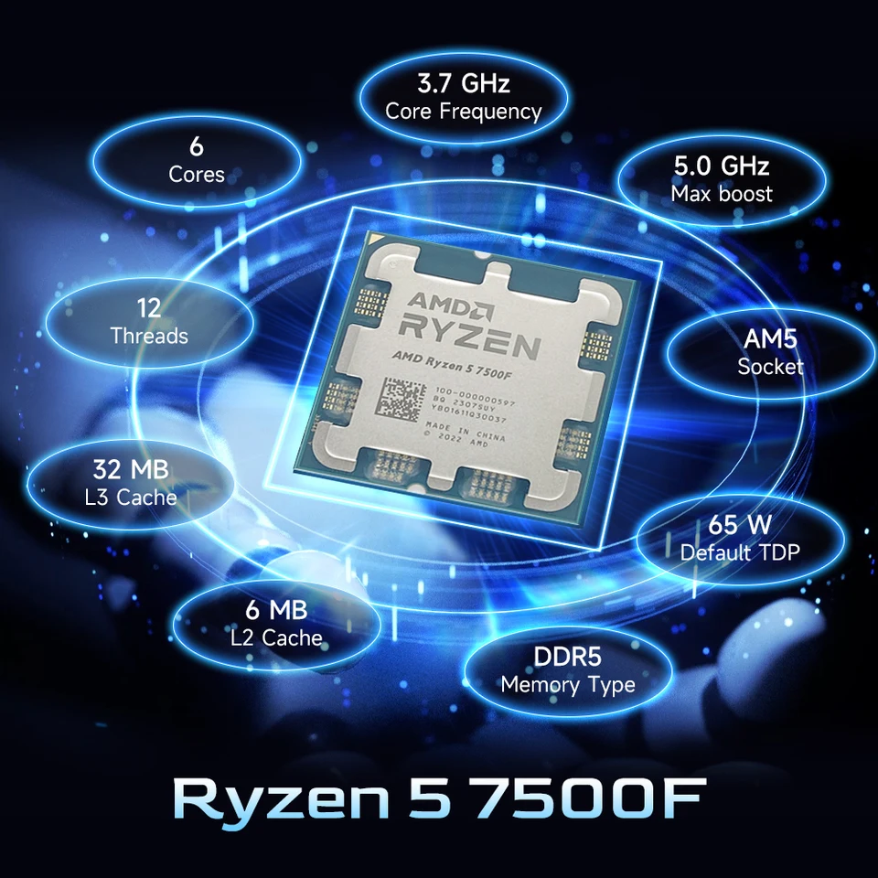 AMD Ryzen 5 7500F 6-Core 12-Thread 3.7GHz DDR5 B650 Processor L3