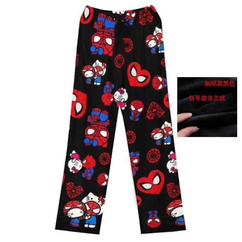 مارفل سبايدر مان الرسوم المتحركة الإبداعية الكرتون زوجين منامة الخريف والشتاء الدافئة بالإضافة إلى المخملية فضفاضة المنزل السراويل الدافئة غير رسمية
