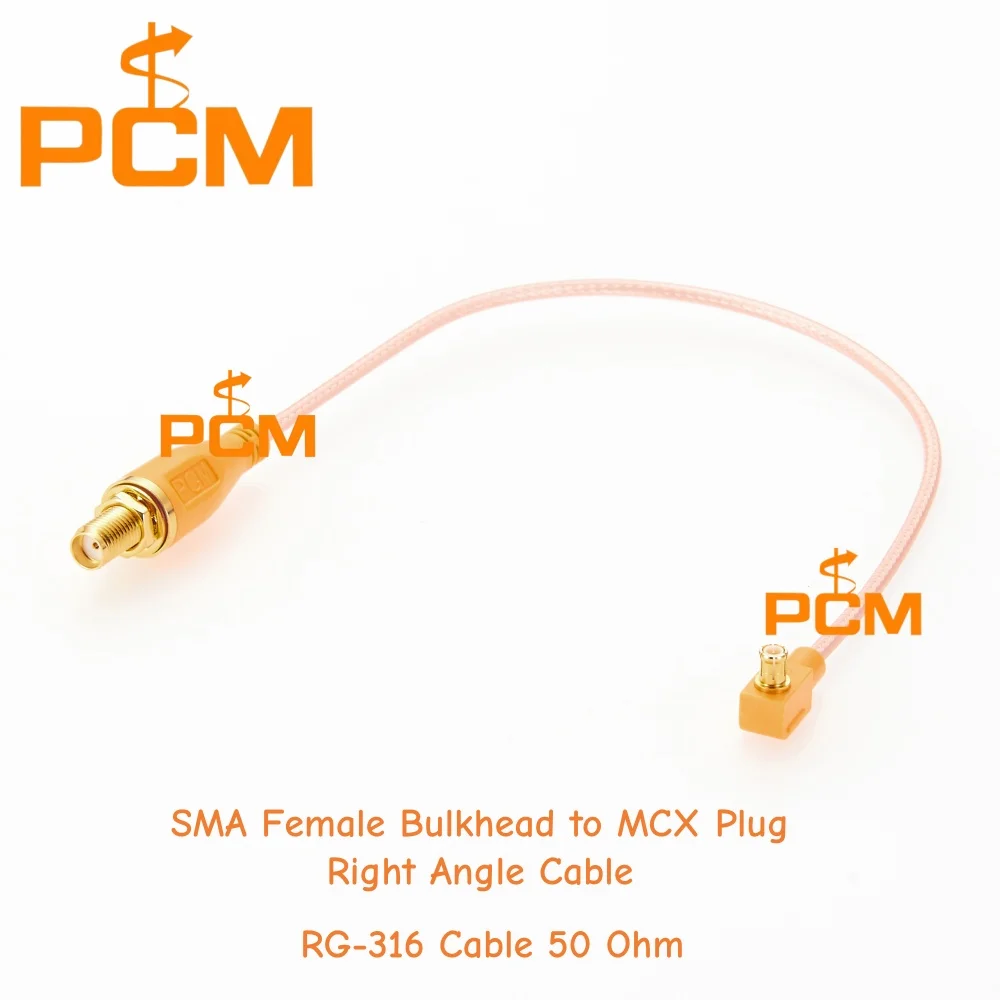 MCX Right Angle Plug to SMA Bulkhead Jack RG316 50 Ohm Coaxial Cable RF Antenna Extension Cable for Wireless GPS Equipment