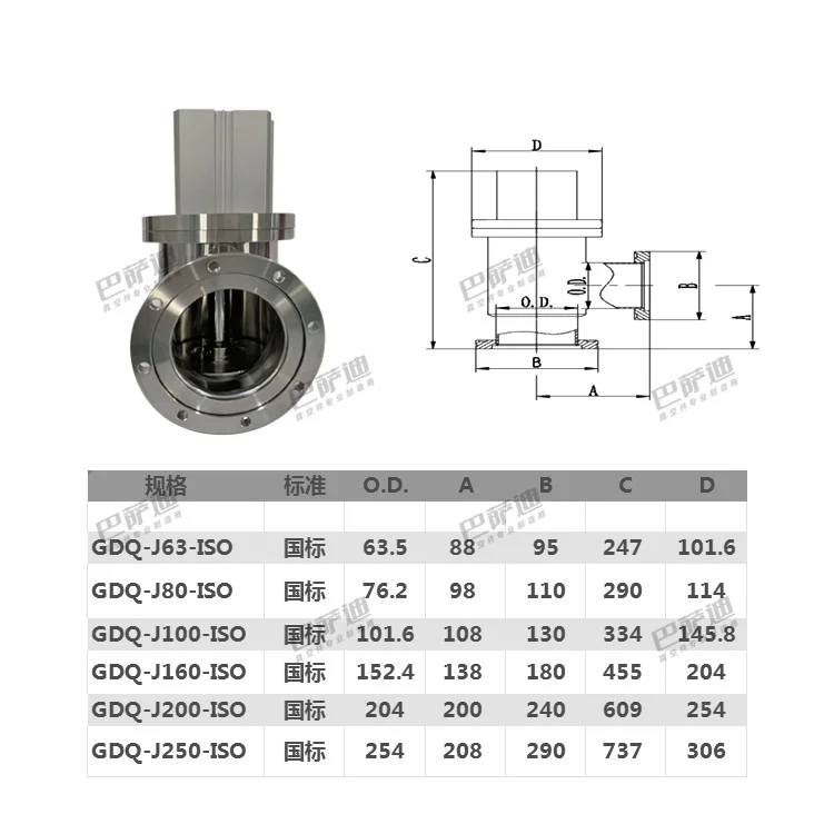 ISO63 ISO80 ISO100 ISO160 GDQ صمام فلابر هوائي، صمام زاوية هوائي، صمام تفريغ