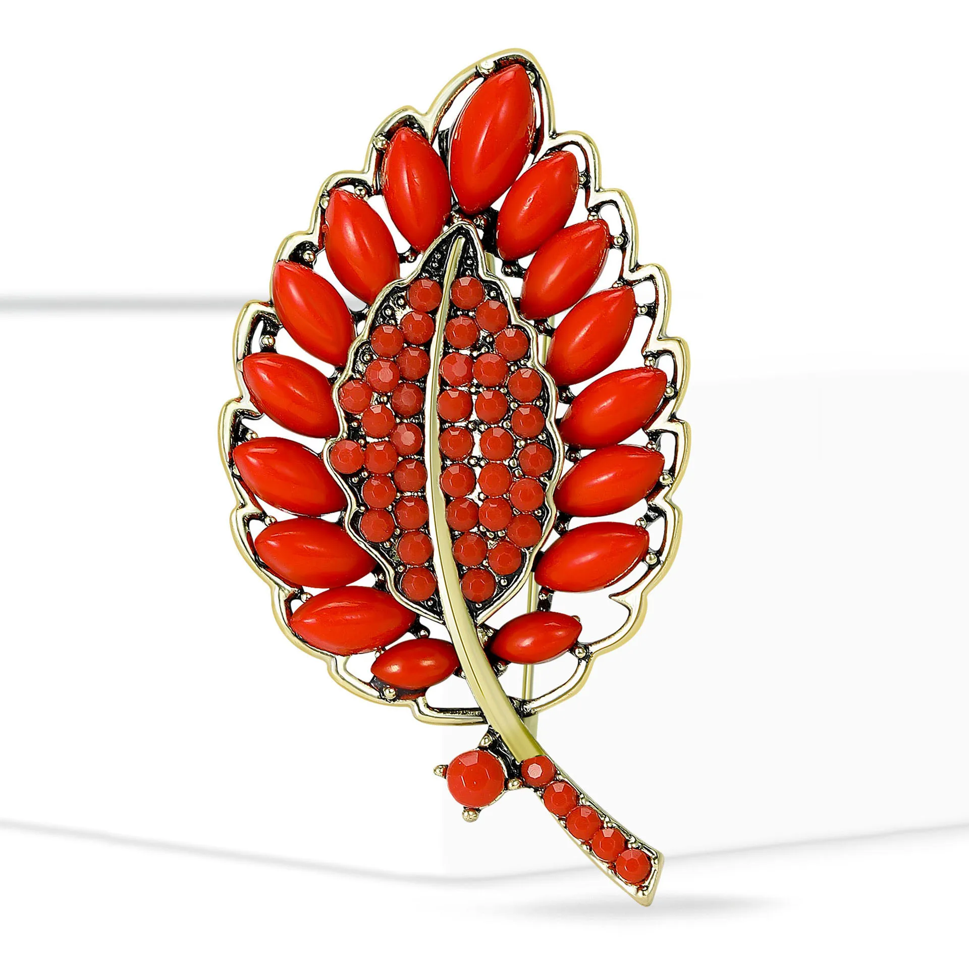Fashion Rhinestone Maple Leaf Brooches for Women Unisex Enamel Plant Pins Banquet Party Backpack Gifts Jewelry Accessories