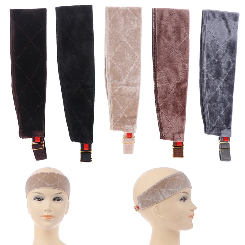 1PC Brown/Black/Blonde Hand Made Non-Slip Wig Grip Band With Double Sided Velvet Adjustable Wig Hair Band Headband