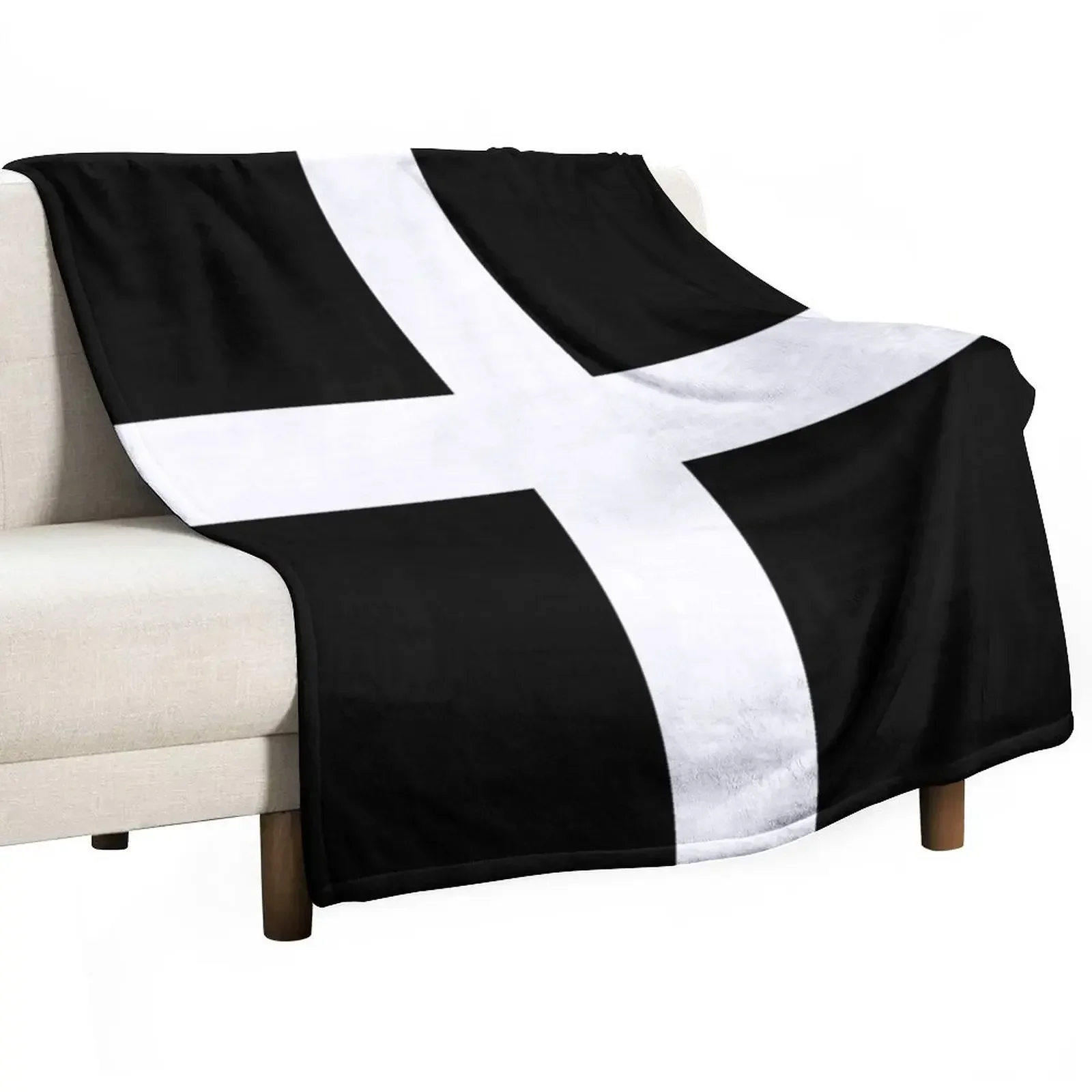 

Flag of Cornwall, St. Piran's Flag Throw Blanket Cute For Sofa Thin decorative Fluffy Shaggy Blankets