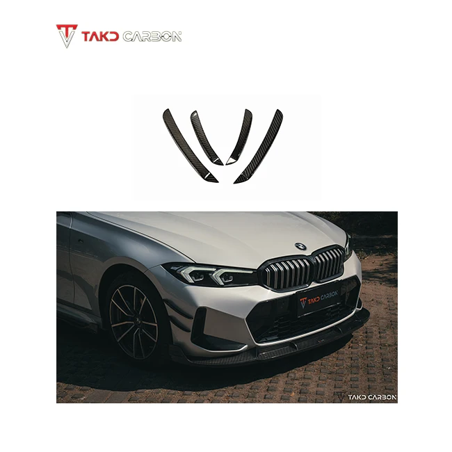 

TAKD Carbon Hot Sale Perfect Fitment Dry Carbon Fiber Front Bumper Canards for bmws 3 Series G20 LCI 2023-UP