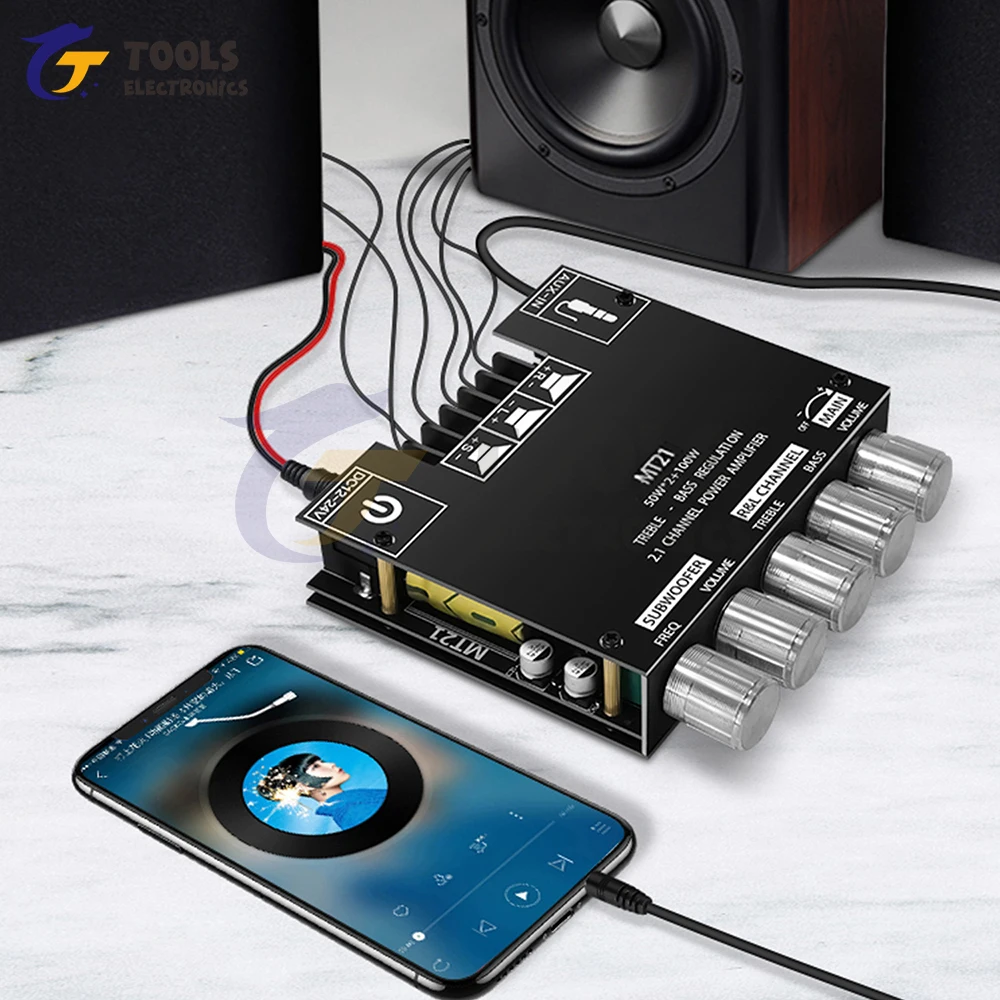 2.1 Channel BT Digital Power Amplifier Module Subwoofer Amplifier Board 50W*2+100WPower Audio Stereo Amplifier Board