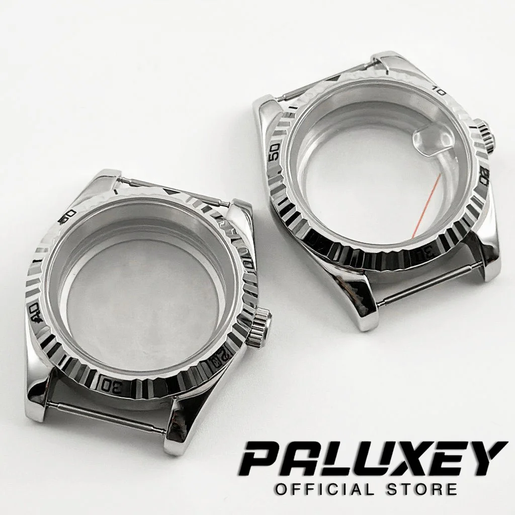 39mm Saphirglas wasserdicht silber geriffelt gebogenes Uhrengehäuse passen nh35 nh36 nh34 eta pt5000 Uhrwerk