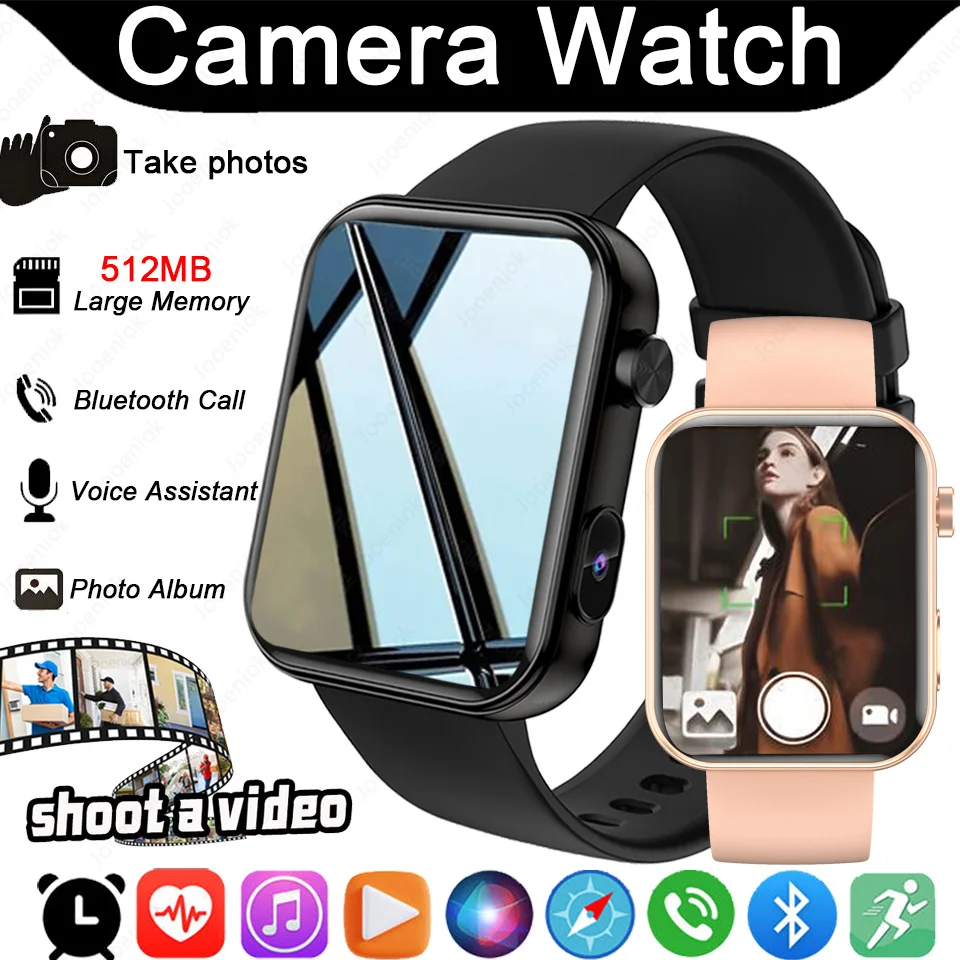 

Смарт-часы с камерой для мужчин, 512 МБ памяти, для фото- и видеосъемки, водонепроницаемые, с Bluetooth-вызовами, спортивные смарт-часы для женщин, для Android и iOS