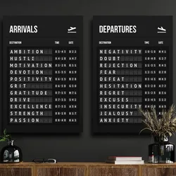 Inspirational Entrepreneur Schedule Poster Print Departures Arrivals Airport Theme Wall Art Picture Canvas Painting Office Decor