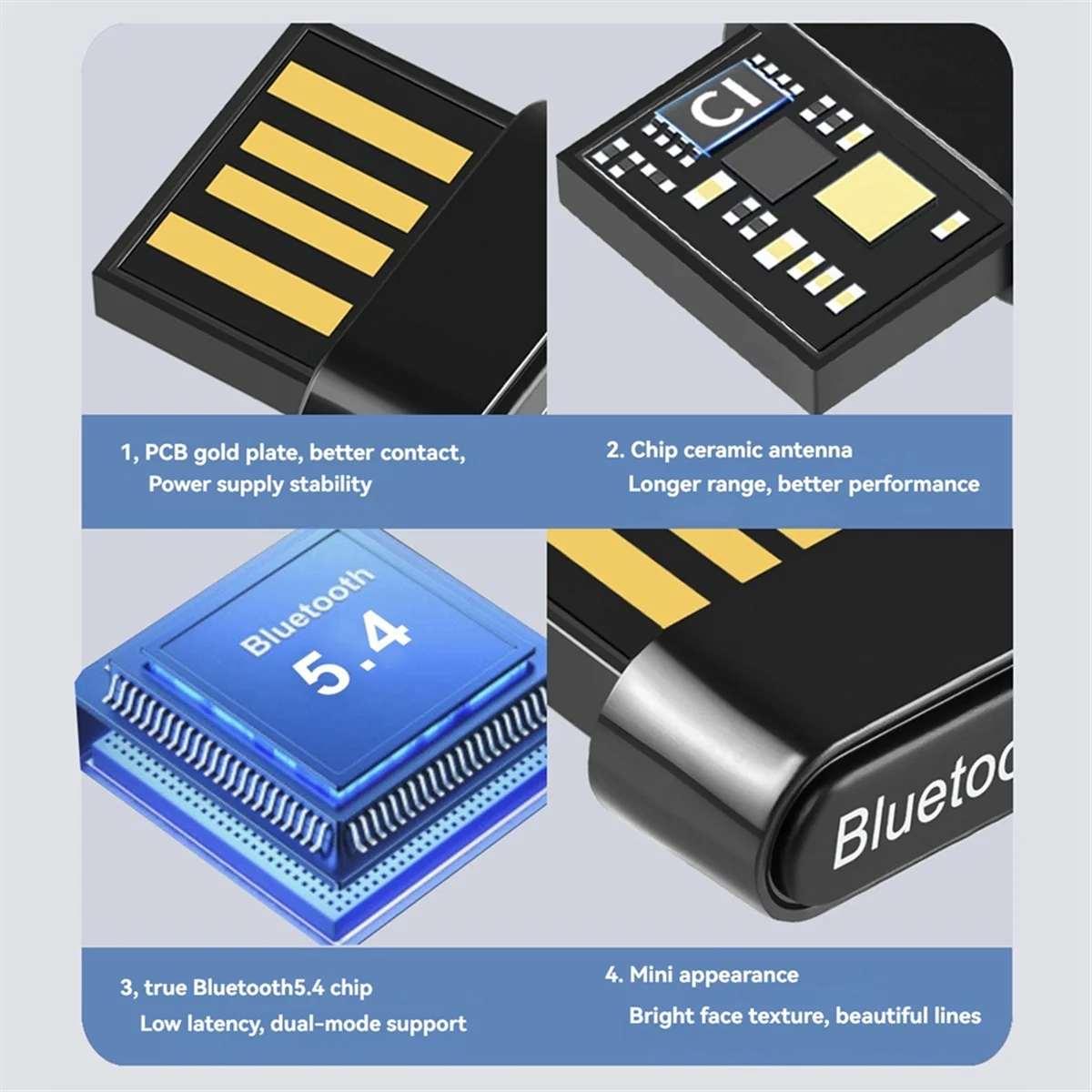 BNGF-Bluetooth 5.4 USB Adapter Mini Bluetooth Receiver Transmitter for PC Laptop Wireless Keyboard Audio