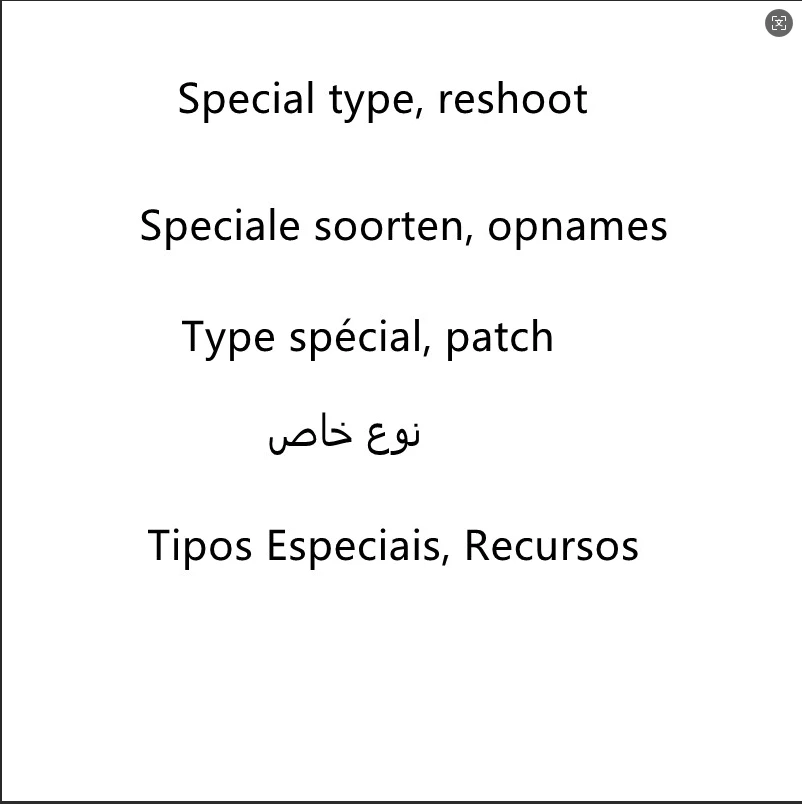 

Reshoot and replacement parts