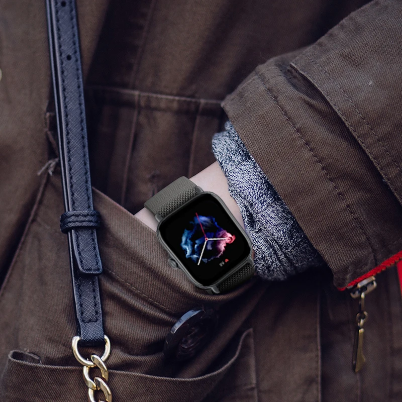 20mm/22mm band For Amazfit GTS 4/2/2e/3/GTS2 Mini/GTR 4/3/Pro/GTR2/47mm/42mm/stratos Nylon correa Bracelet Amazfit bip strap image 5