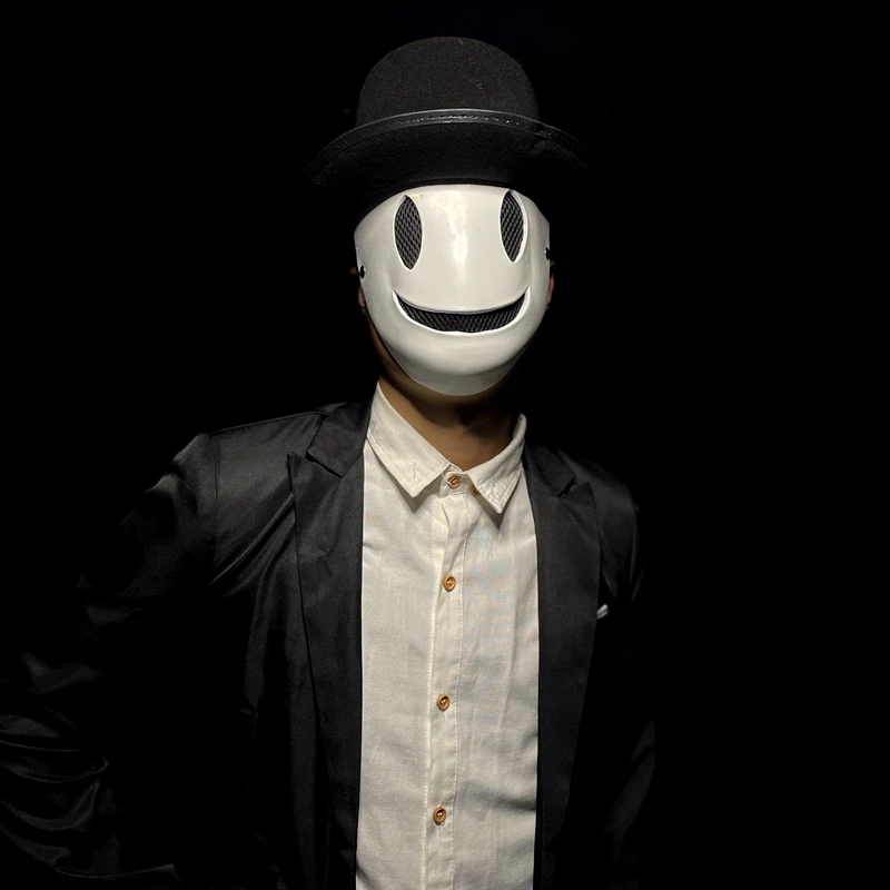 

Sniper Mask Anime Cosplay High-Rise Invasion Costumes Tenkuu Shinpan Mask PVC White Smile Mask for Halloween Cosplay Props