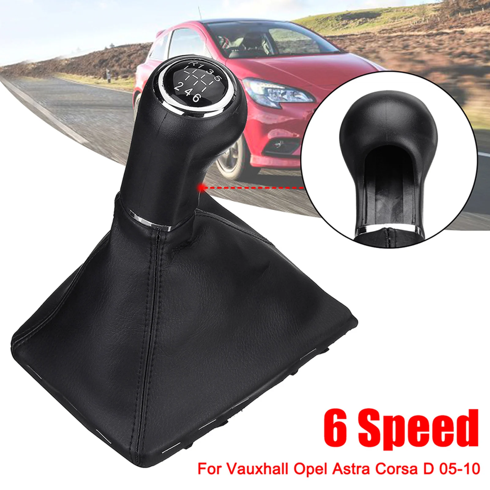 6 Speed Gear Knob 6 Speed Manual Gear Shift Knobs Replacement for Zafira B 2005-2010 Gear Knob Shift Stick Gear Knob Gaiter Boot