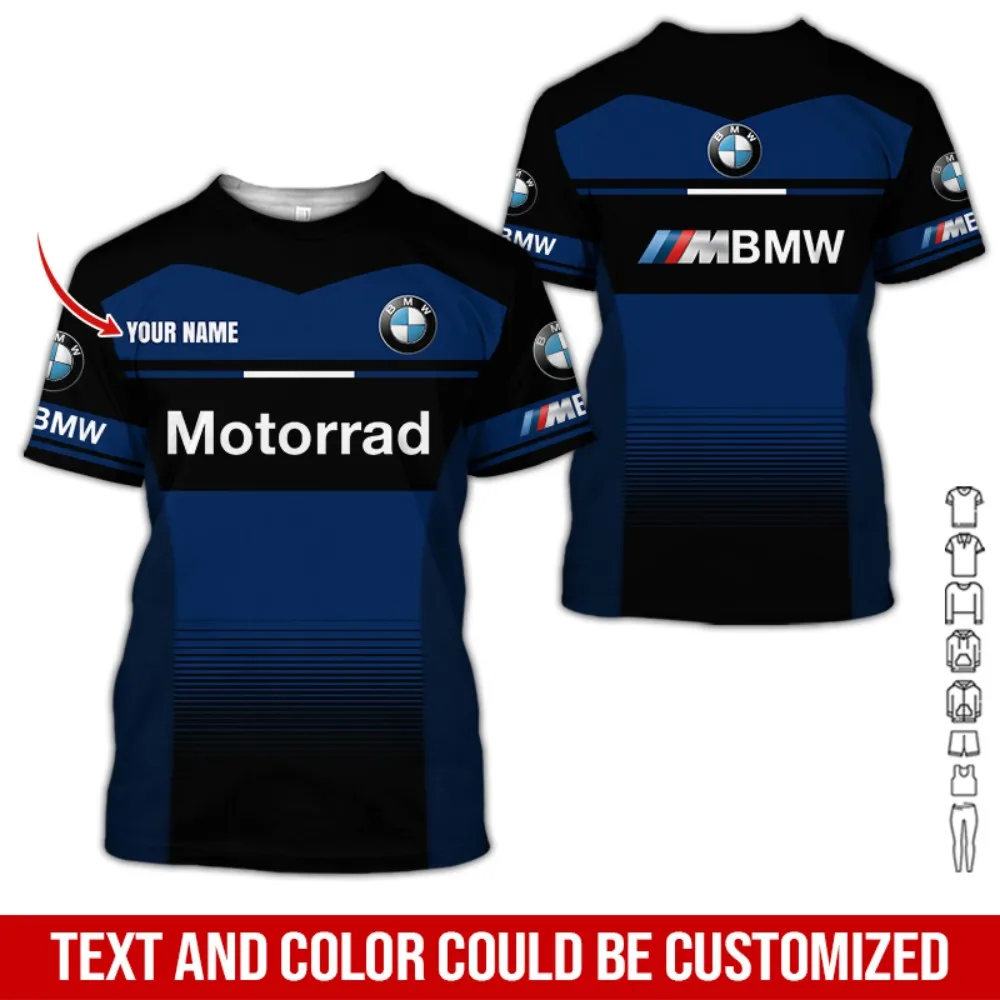 New Unique Design Motorcycle Riding Short Sleeved Sport T-shirts Comfortable Breathable BMW Logo 3D Printed Fashionable Tops