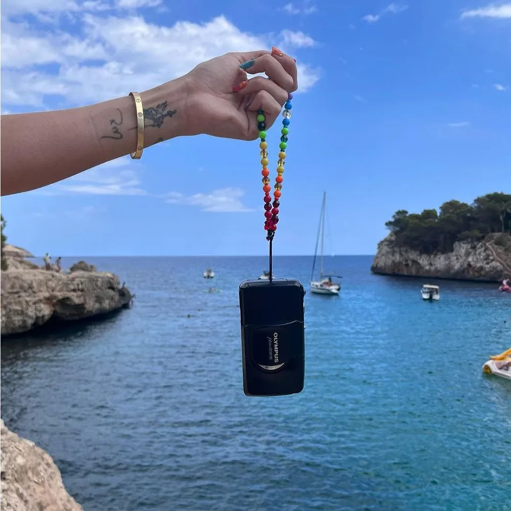 Catenina Porta Telefono Naapesi Con Ciondoli Luna E Farfalla, Bracciale In Cristallo Trasparente Antiperdita Per Smartphone, Accessorio Elegante E Regalo Unisex